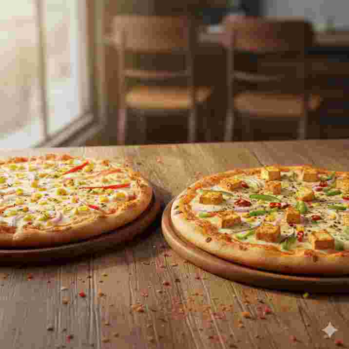 Corn Pizza and Paneer capsicum Pizza